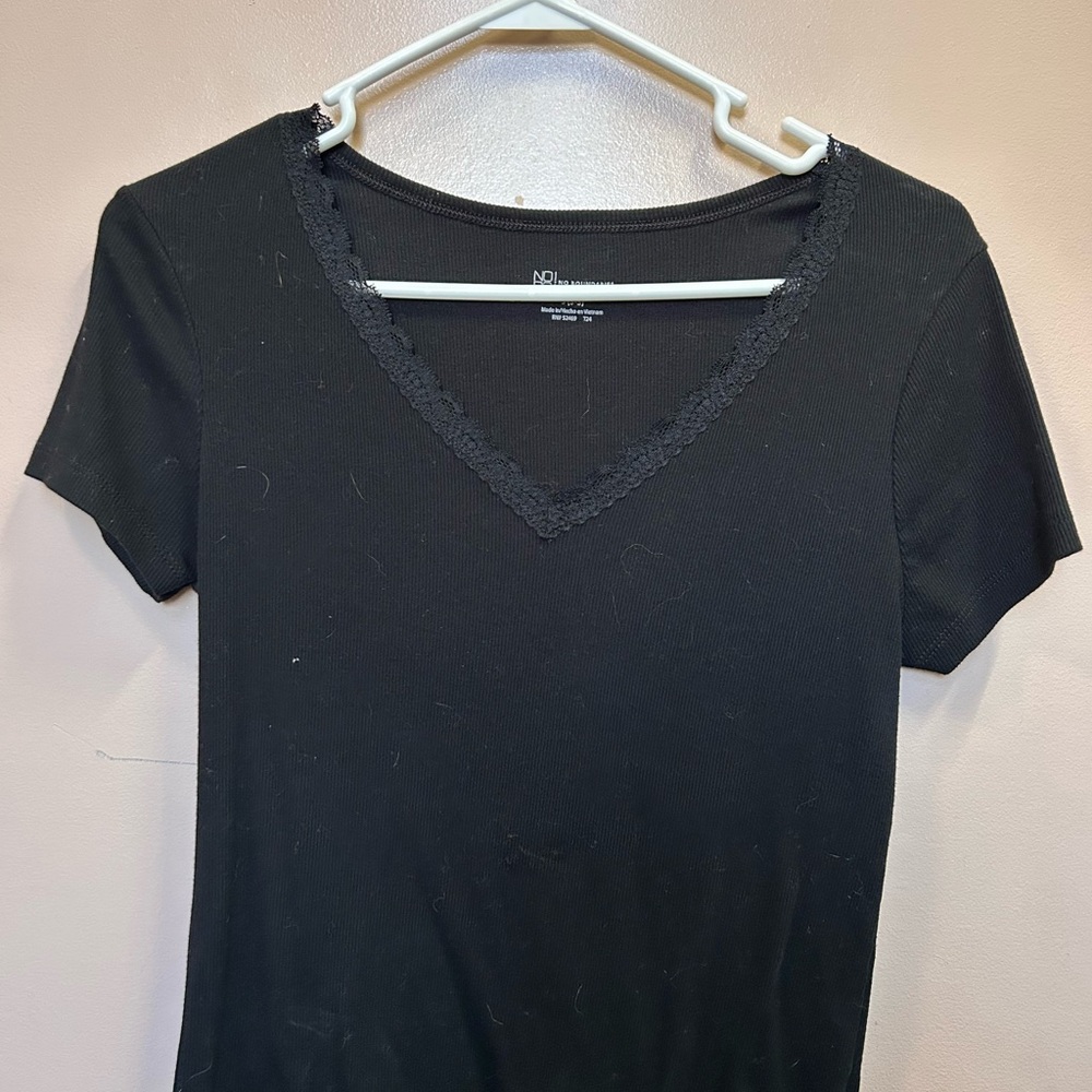 No Boundaries Black V-Neck Women's Top